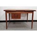 1970's Kvalitet Funation teak extending dining table with add-on frieze drawers, 68cm x 140cm (