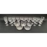 Early 20th century honeycomb pattern cut glass table service, comprising 11 coupes in sizes, eight