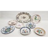 Collection of French faience, 19th century and later, including a pair of St. Clement plates painted