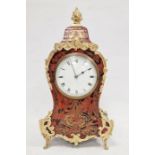 19th century French boulle-fronted mantel clock of revived rococo style, in balloon-shaped case with