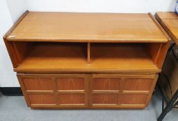 Mid 20th century Nathan teak tv cabinet the two section cabinet over a twin panel cupboard on raised