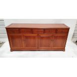 Chinese rosewood sideboard with five frieze drawers, cupboards below enclosed by framed panel doors,