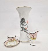 Modern Meissen trumpet-shaped vase, with blue cross swords marks, iron red pattern no., impressed