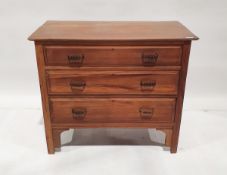 20th century walnut chest of three long drawers on bracket supports