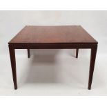 Mid-century square side table on tapering square feet, H 40cm X W 61cm X D 61cm