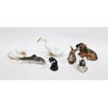 Seven Royal Copenhagen porcelain models of animals, 20th century, printed and painted marks,