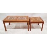 20th century Danish teak tile top coffee table H 46cm X W 92cm X D 51cm on straight feet together