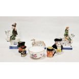 Assorted English pottery character jugs, comprising a Royal Doulton John Peel small jug, printed