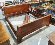 Reproduction mahogany king size sleighbed, 230cm long x 197cm wide