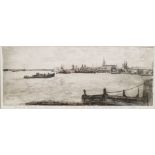 J. Eggett (20th Century) Etching "Portsmouth Harbour" limited edition etching numbered 220/250,