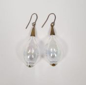 Pair of early to mid 20th century glass drop earrings