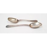 18th century silver tablespoon, London, date mark worn, possibly Thomas Chawner, 2ozt approx. and