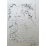 After Pablo Picasso  Lithograph  Plate 45 from the Vollard Suite 1956 depicting a sculptor and