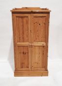 Modern pine two door children's wardrobe on plinth base H 150cm X W 76cm X D 53cm together with