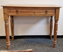Late 19th century pine side table with single drawer on tapering turned legs