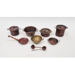 Small quantity of miniature copper and brass pots and pans