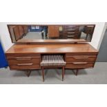 Mid century teak White & Newton dressing table H 106cm X W 167cm X D 40.5cm with matching stool