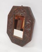 Georgian chip carved hard wood octagonal mirror,  33 x 25cm