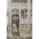 After Valerie Thornton (1931-1991) Etching and aquatint "Tewkesbury Interior", titled, signed and