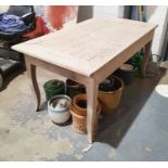 Pine kitchen table, 78.5cm high x 160.5cm wide x 87.5cm deep