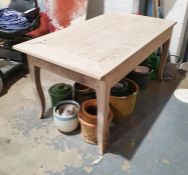 Pine kitchen table, 78.5cm high x 160.5cm wide x 87.5cm deep