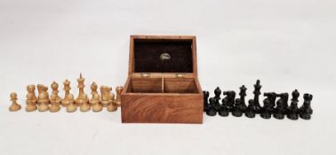 Jacques (London) Staunton-style chess set in hinged wooden box, 20th century, the box applied with