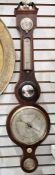 Late 19th century banjo barometer in mahogany case with hygrometer and bubble level, the dial