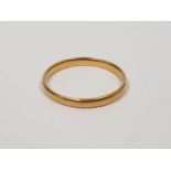 22ct gold wedding band, 3g approx. Condition ReportSize UV