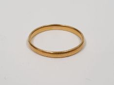 22ct gold wedding band, 3g approx. Condition ReportSize UV