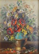Susanna Galbarini (Italian, b.1954)  Oil on canvas Still life, flowers in a vase, signed lower left,