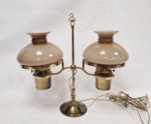 Two-branch oil lamp/table lamp with brass shades