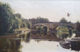 W R Jennings (1927-2005) Oil on canvas "Bewdley Bridge, Worcestershire", signed lower left and dated
