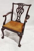 Pair of 19th century mahogany carver's armchairs with drop in seat over claw and ball feet (2)