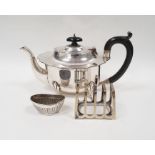 1930's silver teapot with ebonised finial and handle, Birmingham 1930, maker HM, 25ozt total