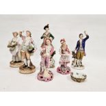 Group of Continental porcelain figures, late 19th century and later, various printed and impressed