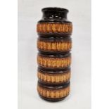West German pottery vase, 1960's/70's, moulded marks, patttern no.268/40, of cylindrical form,