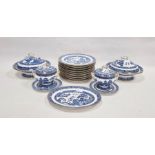Wedgwood porcelain Willow pattern part dinner service, circa 1890, printed green marks for T Goode &