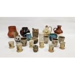 Collection of studio pottery, including six Bongate (Scotland) stoneware footed cups, a stoneware