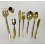 Loose set of gilt coloured flatware marked Thailand and other flatware items (1 box)