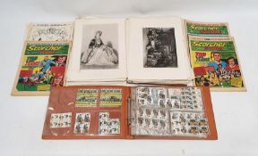 Old Scorcher and Score comics, 1970's, folder of stamps and an album of monochrome prints