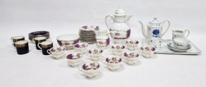 Royal Worcester blue ground 'jewelled' part-coffee service, gilt and jewelled with neoclassical urns