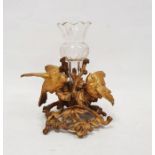 Glass and gilt metal epergne, the base with two birds amongst fruit and branches, marked '?? 3410'
