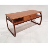 20th century teak Parker Knoll Burlington coffee table with through drawer, H 51cm X W 107cm X D