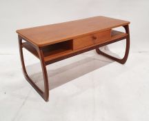 20th century teak Parker Knoll Burlington coffee table with through drawer, H 51cm X W 107cm X D