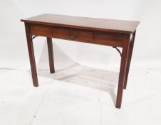Mahogany side table, with frieze drawer above reeded square legs, 71cm high x 101cm wide x 52cm deep