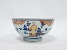 Chinese porcelain clobbered small circular bowl, 18th century with later decoration, painted in