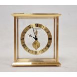 Jaeger-le-Coultre gilt metal and glass mantel clock,  the chapter ring with Roman numerals, 17cm