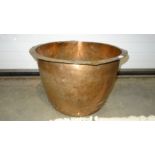 Large copper vessel / wash tub, riveted, 39cm high x 60cm diameter approx.