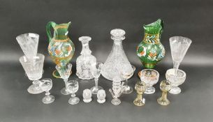 Collection of cut and engraved glassware, 19th century and later, including two large wine glasses