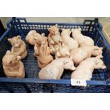 Large collection of Poole pottery animals, 20th century, printed marks, comprising 13 models of
